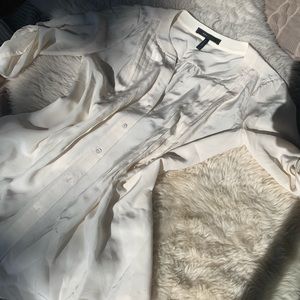 BCBG MAXAZARIA silk tunic | pin-tucked | cream |